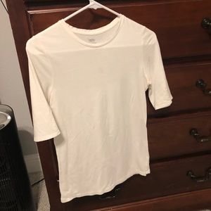 Plain white 3/4 sleeve T-shirt